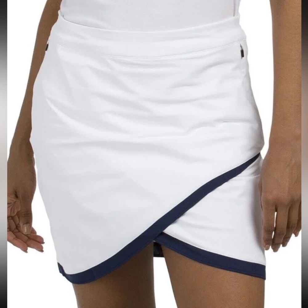 Women's Performance Laura Wrap Golf Skirt Navy/White Built in Shorts